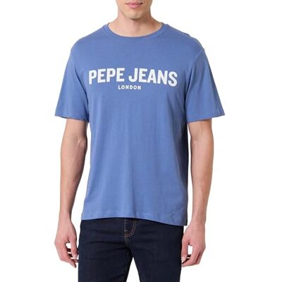 Pepe Jeans herr M Basic stor logotyp t-shirt, blå (SEA Blue), M, Blå (havsblå), M Pepe Jeans herr M Basic stor logotyp t-shirt, blå (SEA Blue), M, Blå (havsblå), M