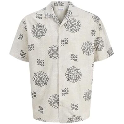 JACK & JONES Jjalfredo Slub Resort Shirt Ss, Moonbeam, S JACK & JONES Jjalfredo Slub Resort Shirt Ss, Moonbeam, S