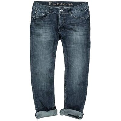 JP 1880 Herr stora storlekar, överdimensionerade herrkläder, superstretchiga jeans, 5-fickor i använd look, rak passform, slitna 711564, Blå denim, 36W x 34L JP 1880 Herr stora storlekar, överdimensionerade herrkläder, superstretchiga jeans, 5-fickor i använd look, rak passform, slitna 711564, Blå denim, 36W x 34L