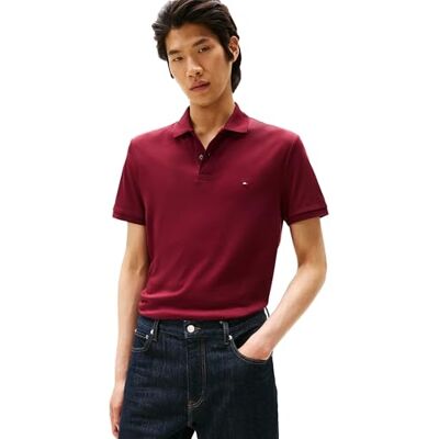 Tommy Hilfiger Kortärmad casual pikétröja för män, normal passform med flytande bomull, kortärmad pikétröja, Djup rouge, L Tommy Hilfiger Kortärmad casual pikétröja för män, normal passform med flytande bomull, kortärmad pikétröja, Djup rouge, L