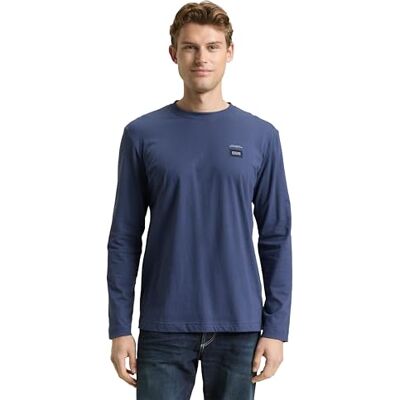 TOM TAILOR Långärmad T-shirt för män, 28061 – havsblå, S TOM TAILOR Långärmad T-shirt för män, 28061 – havsblå, S