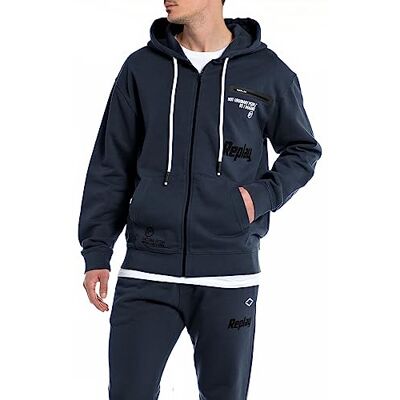 Replay Sweatjacka med huva för män, 085 Blå, XS Replay Sweatjacka med huva för män, 085 Blå, XS