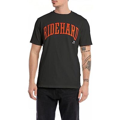 Replay T-shirt för män med normal passform, 998 nästan svart, XS Replay T-shirt för män med normal passform, 998 nästan svart, XS