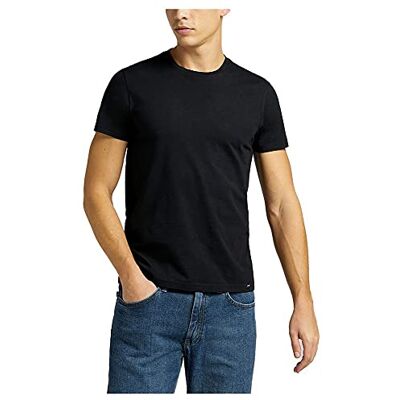 Lee Herr Twin Pack Crew Black T-shirts, svart, S, svart, S Lee Herr Twin Pack Crew Black T-shirts, svart, S, svart, S