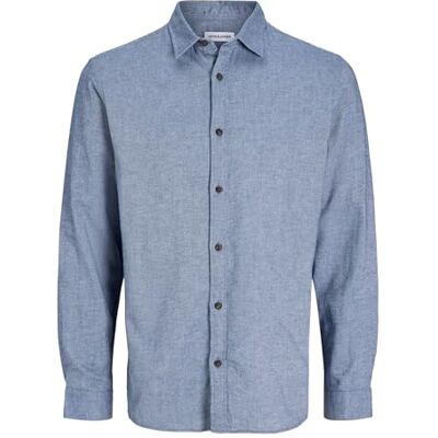 JACK & JONES Jjeclassic Melange skjorta L/S Noos, Blekt denim, M JACK & JONES Jjeclassic Melange skjorta L/S Noos, Blekt denim, M