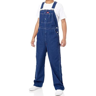 Dickies mäns haklapp släta raka hängselbyxor, blå (Bleu Rnsd Ind/Blu), W30/L32 (tillverkarens storlek: W30/L32), Indigo styv, 30W / 32L Dickies mäns haklapp släta raka hängselbyxor, blå (Bleu Rnsd Ind/Blu), W30/L32 (tillverkarens storlek: W30/L32), Indigo styv, 30W / 32L