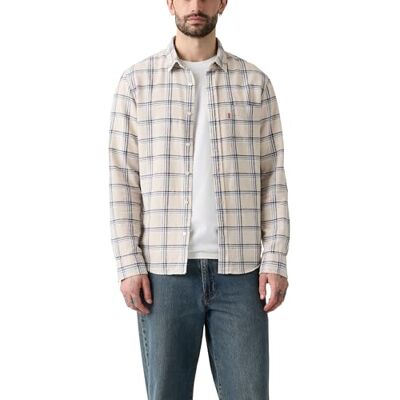 Levi's Sunset 1 Pocket Standard Button-Down-skjorta, Ishu Plaid Moonbeam, XL herr Levi's Sunset 1 Pocket Standard Button-Down-skjorta, Ishu Plaid Moonbeam, XL herr