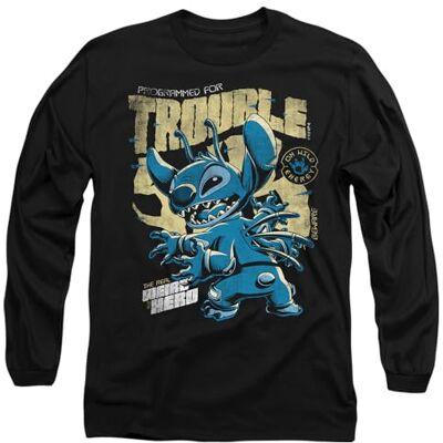 Disney Lilo and Stitch Trouble Comic Unisex Långärmad T-shirt, Svart, Small, Svart, S Disney Lilo and Stitch Trouble Comic Unisex Långärmad T-shirt, Svart, Small, Svart, S
