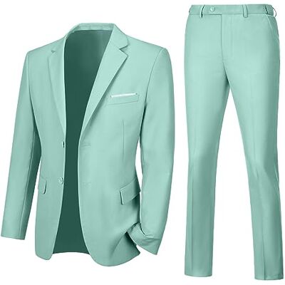 Lynerun Men Suit Slim Fit 2 Pieces Suit Blazer Pants Set Solid Mint Green Dress Suit for Prom Groom Wedding Homecoming Suit Men Tuxedo XXL Lynerun Men Suit Slim Fit 2 Pieces Suit Blazer Pants Set Solid Mint Green Dress Suit for Prom Groom Wedding Homecoming Suit Men Tuxedo XXL