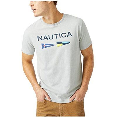 Nautica Hållbar herrlogotyp signal flagga grafisk t-shirt Nautica Hållbar herrlogotyp signal flagga grafisk t-shirt