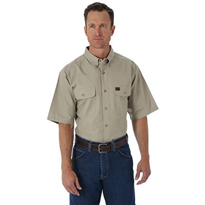 Wrangler Riggs Workwear Arbetsskjorta för män, Khaki, L Wrangler Riggs Workwear Arbetsskjorta för män, Khaki, L