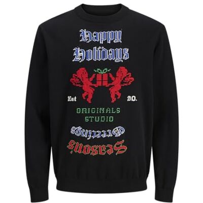 JACK & JONES Jorholiday stickad crew neck, svart, XL JACK & JONES Jorholiday stickad crew neck, svart, XL