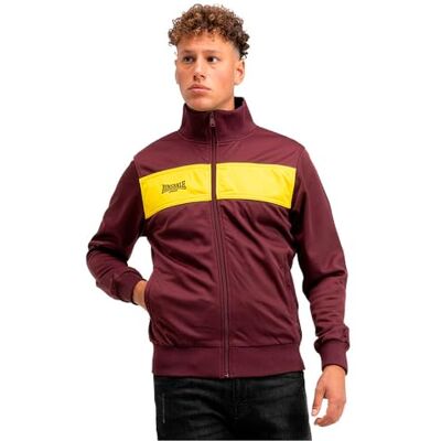 Lonsdale London ALNWICK jacka för män, Oxblood/gul, 5XL Lonsdale London ALNWICK jacka för män, Oxblood/gul, 5XL