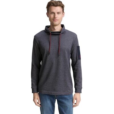 TOM TAILOR Långärmad T-shirt för män, 38817 – marinblå grå grindle struktur, S TOM TAILOR Långärmad T-shirt för män, 38817 – marinblå grå grindle struktur, S