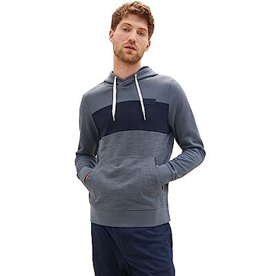 TOM TAILOR Herr färgblock huvtröja i Spacedye-utseende, 32437-dusty mörk teal spacedye, L TOM TAILOR Herr färgblock huvtröja i Spacedye-utseende, 32437-dusty mörk teal spacedye, L