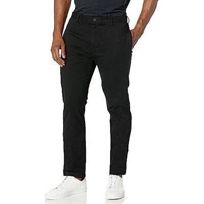 HUGO Mens Slim Fit Chino Style Cotton Twill Trousers Pants, Dark Black, 32 US HUGO Mens Slim Fit Chino Style Cotton Twill Trousers Pants, Dark Black, 32 US