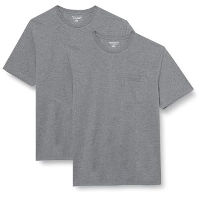 Amazon Essentials mäns Slim-Fit kortärmad rund hals ficka t-shirt, paket med 2, grå ljung, X-Small Amazon Essentials mäns Slim-Fit kortärmad rund hals ficka t-shirt, paket med 2, grå ljung, X-Small
