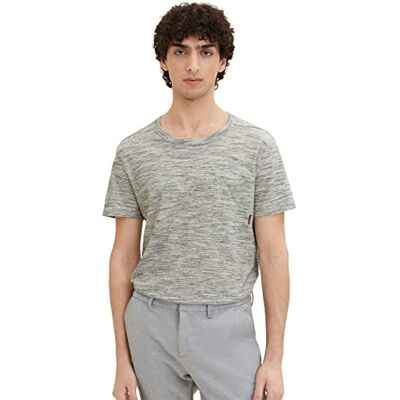 TOM TAILOR Denim Herr T-shirt med bröstficka 1033929, 28627 Creme Black Space Dye, XS TOM TAILOR Denim Herr T-shirt med bröstficka 1033929, 28627 Creme Black Space Dye, XS