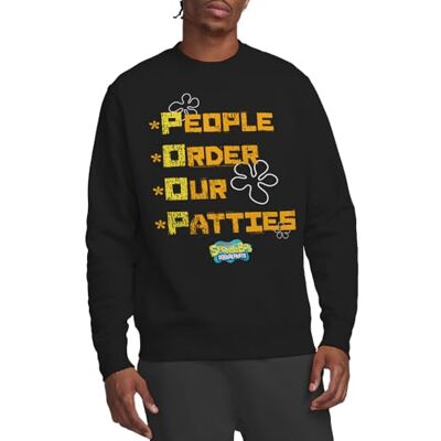 SPONGEBOB SQUAREPANTS Svampbob folk beställer våra patties crew-tröja, svart, XX-Large, Svart, XXL SPONGEBOB SQUAREPANTS Svampbob folk beställer våra patties crew-tröja, svart, XX-Large, Svart, XXL