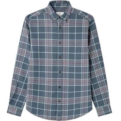 Springfield Herr Checks Twill Shirt, blå, stor Springfield Herr Checks Twill Shirt, blå, stor