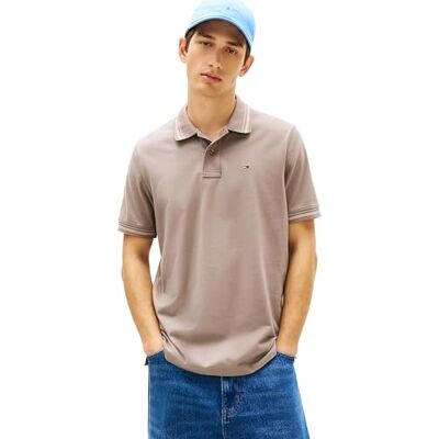 Tommy Jeans herr TJM Reg tippad Polo Ext DM0DM22700 S/S Polo, grå (murgröna mink), L Tommy Jeans herr TJM Reg tippad Polo Ext DM0DM22700 S/S Polo, grå (murgröna mink), L