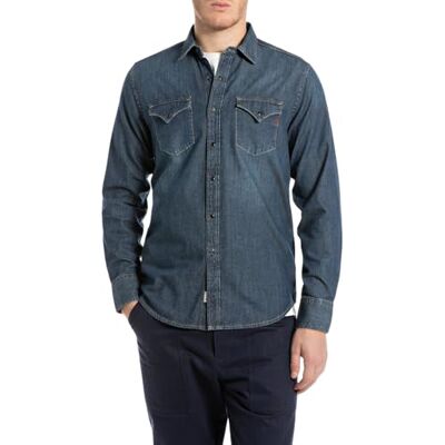 Replay M4860t T-shirt, 007 Dark Blue, L herr, Blå, L Replay M4860t T-shirt, 007 Dark Blue, L herr, Blå, L