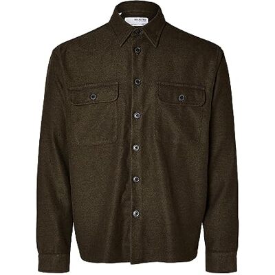 SELECTED HOMME Fritidsskjorta för män, SLHMASON-twill overshirt – avslappnad passform, Skogsnatt, XL SELECTED HOMME Fritidsskjorta för män, SLHMASON-twill overshirt – avslappnad passform, Skogsnatt, XL