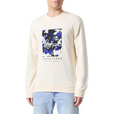JACK & JONES JACK&JONES JORARUBA AOP branding sweat crew neck, Buttercreme, S JACK & JONES JACK&JONES JORARUBA AOP branding sweat crew neck, Buttercreme, S