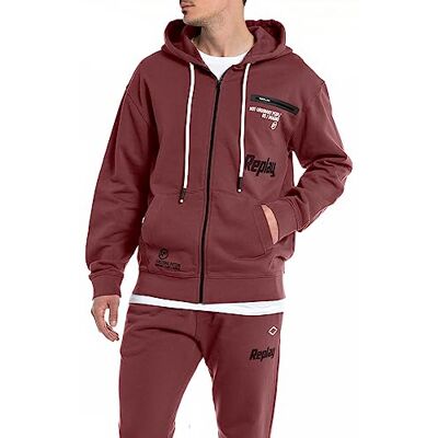 Replay Sweatjacka med huva för män, 164 amarone, XS Replay Sweatjacka med huva för män, 164 amarone, XS