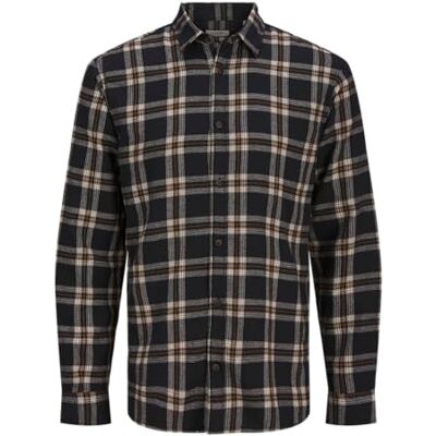JJ REBEL JREBCHASE Check Shirt LS, svart, S JJ REBEL JREBCHASE Check Shirt LS, svart, S