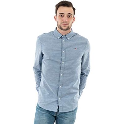 Tommy Jeans herr Tjm Slim Stretch Oxford Shirt Dm0dm09594 L/S skjorta, Blå (Twilight Navy), S Tommy Jeans herr Tjm Slim Stretch Oxford Shirt Dm0dm09594 L/S skjorta, Blå (Twilight Navy), S