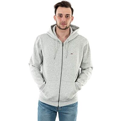 Tommy Jeans herr TJM normal fleece dragkedja huvtröja tungvikt genomgående, Grå (Lt Grey Htr), M Tommy Jeans herr TJM normal fleece dragkedja huvtröja tungvikt genomgående, Grå (Lt Grey Htr), M