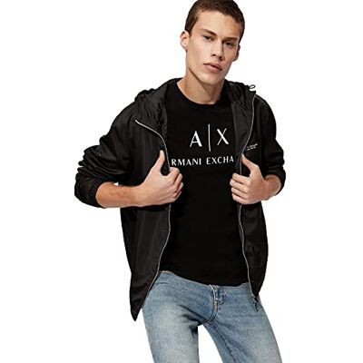 Giorgio Armani AX herrtröja med rund halsringning, Svart, S Giorgio Armani AX herrtröja med rund halsringning, Svart, S