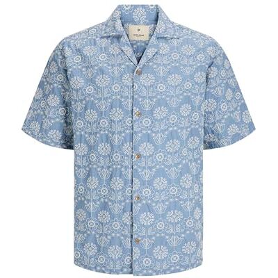 JACK & JONES Jprblutate Embroidery S/S skjorta, Tyst harbor, L JACK & JONES Jprblutate Embroidery S/S skjorta, Tyst harbor, L