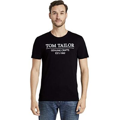 TOM TAILOR herr T-shirt med logoptryck 1021229, 29999 Black, XS TOM TAILOR herr T-shirt med logoptryck 1021229, 29999 Black, XS