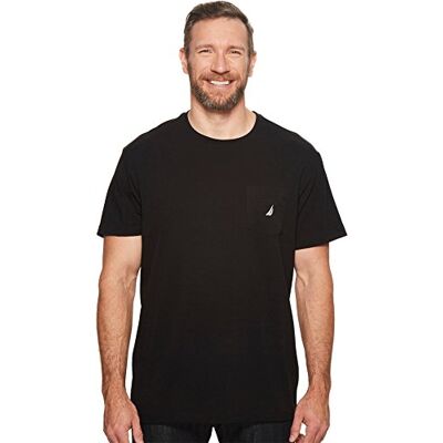 Nautica herr-T-shirt med enfärgad design, rund hals, kort ärm och bröstficka., 4X Nautica herr-T-shirt med enfärgad design, rund hals, kort ärm och bröstficka., 4X