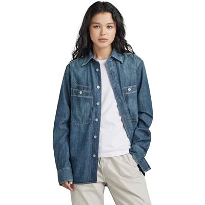 G-STAR RAW Herr Nimes Regular långärmad skjorta, blå (Faded Cricket Blue D311-D891), S, Blå (Blekt cricket Blue D311-d891), S G-STAR RAW Herr Nimes Regular långärmad skjorta, blå (Faded Cricket Blue D311-D891), S, Blå (Blekt cricket Blue D311-d891), S