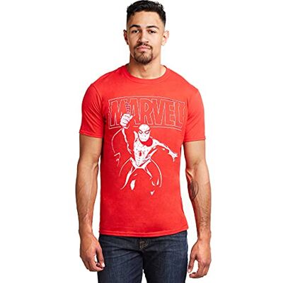 Marvel Spindelmannens logotyp Swing T-shirt för män, Röd (körsbärsröd röd), M Marvel Spindelmannens logotyp Swing T-shirt för män, Röd (körsbärsröd röd), M