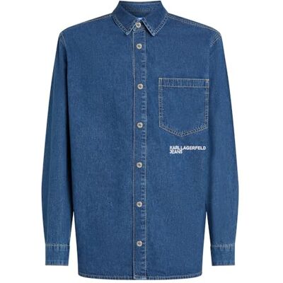 KARL LAGERFELD JEANS , Herr, Jeansskjorta, Relaxed Fit, Blå, XS KARL LAGERFELD JEANS , Herr, Jeansskjorta, Relaxed Fit, Blå, XS