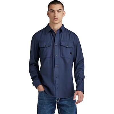 G-STAR RAW Marinblå smal skjorta för män, Blå (Sartho Blue Gd D20165-d454-b597), XS G-STAR RAW Marinblå smal skjorta för män, Blå (Sartho Blue Gd D20165-d454-b597), XS