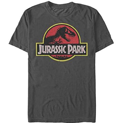 Jurassic Park herr t-shirt med klassisk filmlogotyp., Träkol, L Jurassic Park herr t-shirt med klassisk filmlogotyp., Träkol, L