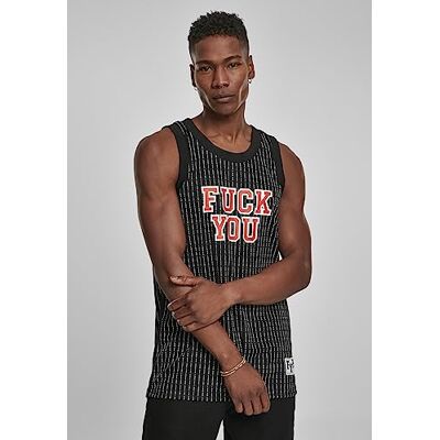 Tee Herr Fuckyou basketboll topp linne, Blk/vit, XS Tee Herr Fuckyou basketboll topp linne, Blk/vit, XS