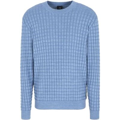 Giorgio Armani ull mix med rutnät detalj tröja tröja, Flintad sten, L Giorgio Armani ull mix med rutnät detalj tröja tröja, Flintad sten, L