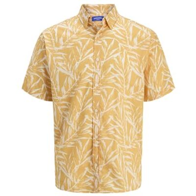 JACK & JONES Jorjoshua Split Aop Shirt Ss, Gyllene aprikos, S JACK & JONES Jorjoshua Split Aop Shirt Ss, Gyllene aprikos, S