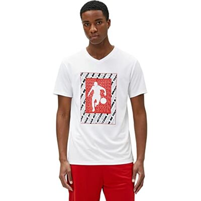 Koton Herr sport överdimensionerad basket tryckt crew neck kortärmad t-shirt, Vit (000), M Koton Herr sport överdimensionerad basket tryckt crew neck kortärmad t-shirt, Vit (000), M