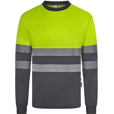 VELILLA 305635; Tvåfärgad återvunnen polyester långärmad segmenterad tejp; grå och fluorgul färg; storlek 3XL, Grå och fluorgul, 3XL VELILLA 305635; Tvåfärgad återvunnen polyester långärmad segmenterad tejp; grå och fluorgul färg; storlek 3XL, Grå och fluorgul, 3XL