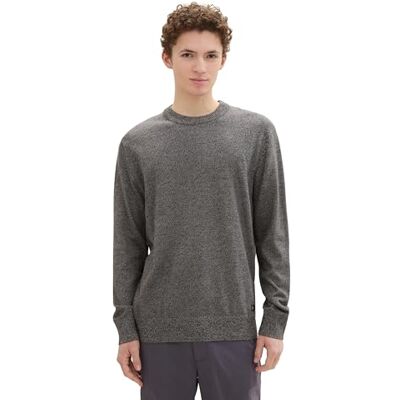 TOM TAILOR Denim herr stickad tröja av bomull, 36274 – Grå tonal mouline, L TOM TAILOR Denim herr stickad tröja av bomull, 36274 – Grå tonal mouline, L