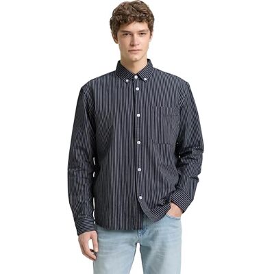 TOM TAILOR Denim herrskjorta, 39056 – marinblå randig, XXL TOM TAILOR Denim herrskjorta, 39056 – marinblå randig, XXL