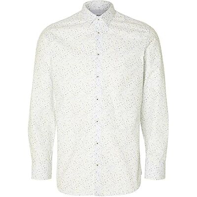 SELECTED HOMME Herr slhslimdetalj skjorta Ls Classic Noos skjorta, Ljus vit/apo: blomma, XXL SELECTED HOMME Herr slhslimdetalj skjorta Ls Classic Noos skjorta, Ljus vit/apo: blomma, XXL