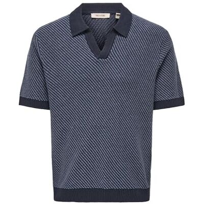 Only & Sons Onsadrian Life Reg 7 Ss Resort Polo Knit, Mörk safir, L Only & Sons Onsadrian Life Reg 7 Ss Resort Polo Knit, Mörk safir, L